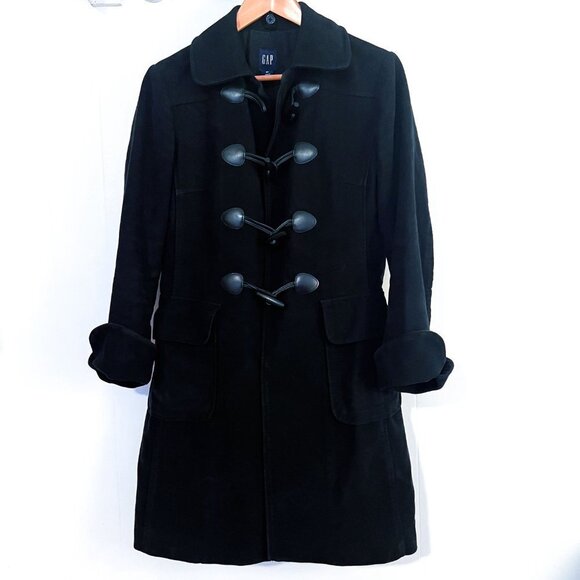 Black Toggle Duffle Car Coat Size Extra Small - Picture 2 of 10